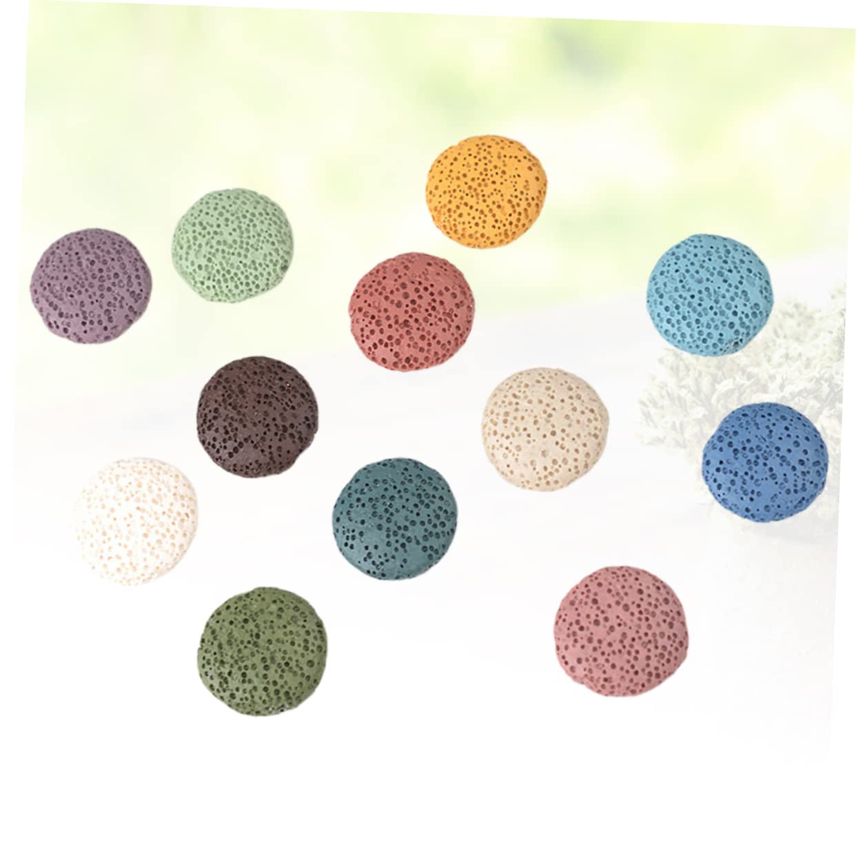Operitacx 36pezzi Volcanic Stone Beads Round Pendants for Jewelry Making for Bracelets Earrings and Accessories Mixed Colors