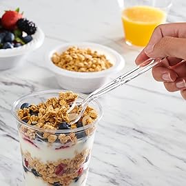 GUSTO [200 Count] Premium Heavyweight Spoons Plastic Disposable, Clear Plastic Spoons Heavy Duty, Perfect for Parties, Events, and Catering (Formerly Comfy Package)