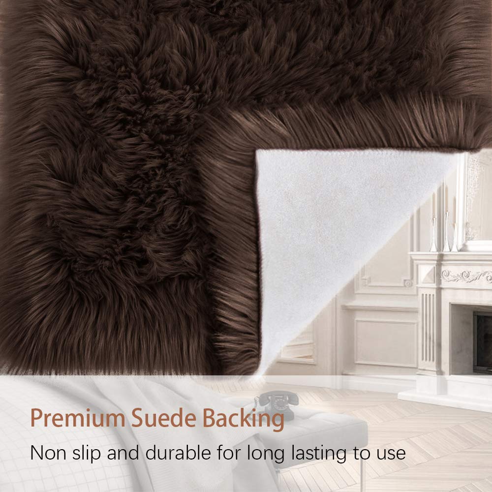 LOCHAS Ultra Soft Fluffy Rugs Faux Fur Sheepskin Area Rug for Bedroom Bedside Living Room Carpet