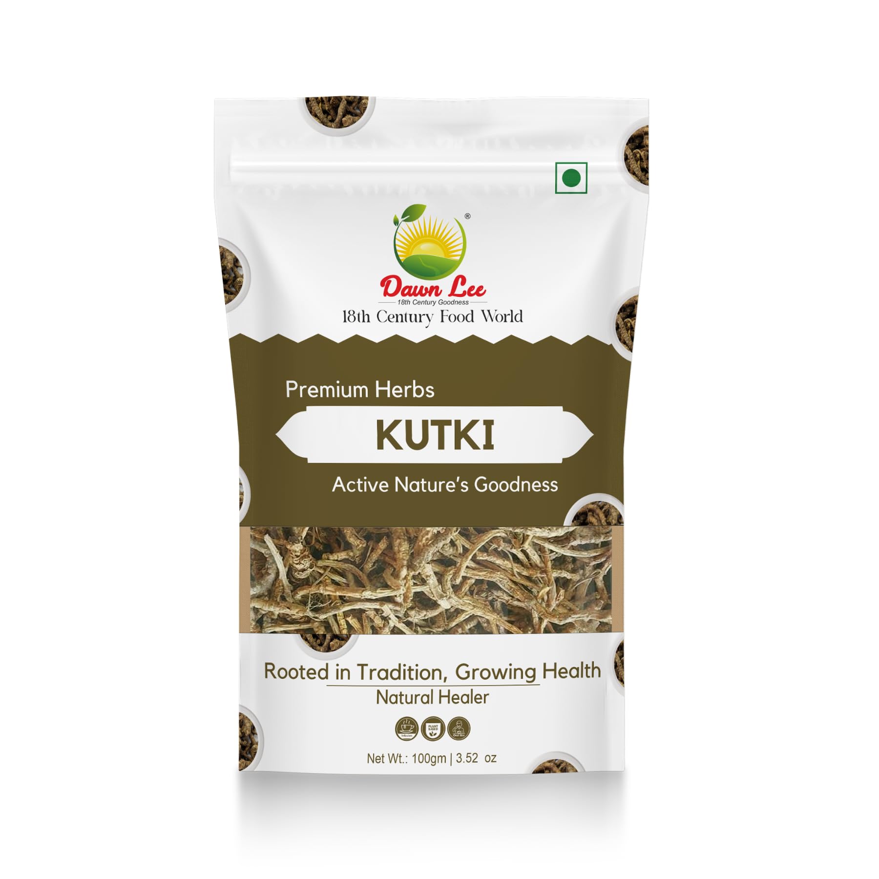 Dawn Lee Pure Kutki root (100 g) para hígado - Katuki - Picrorhiza Kurroa (100 gramos) | Sin conservantes, sin productos químicos | Desintoxicación, control del azúcar en la sangre