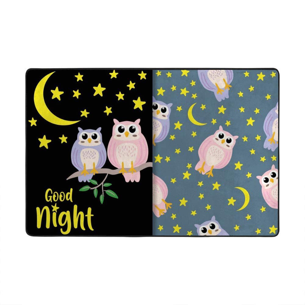 Tapis grand format lavable oiseau lune pour salle à manger