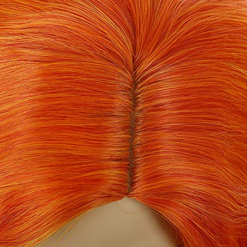 Image of PATTNIUM Flame Fire Wig Short Ombre Orange Wig for Women Cosplay Halloween Party Costume Synthetic Wigs