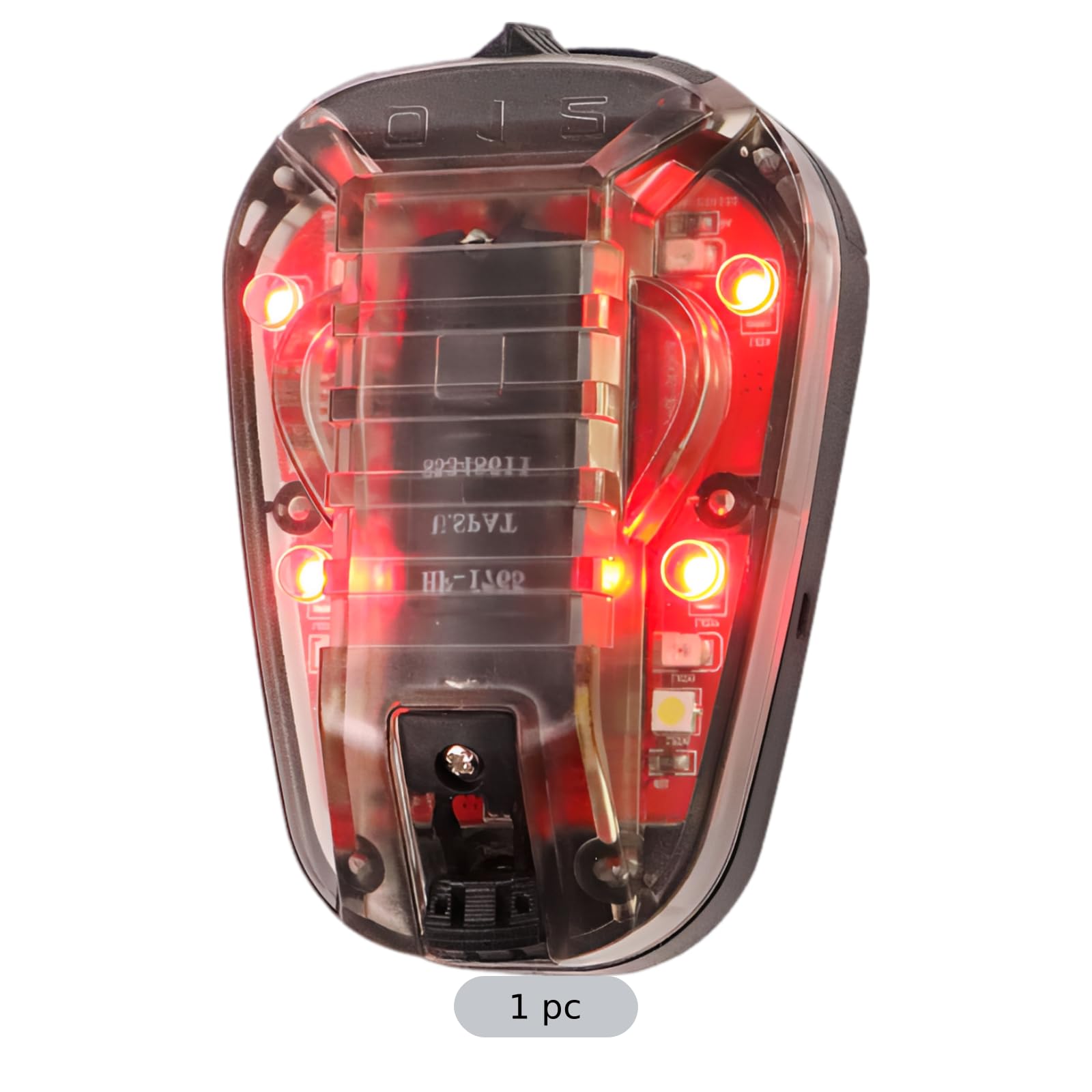 Helmlicht mit IR-Stroboskop, schwarzer Rahmen, rotes LED-Signal, Marienkäfer-Design, bewaffnete Identifikation, wasserdichtes Licht für Outdoor-Aktivitäten, Nachtbetrieb, 8,4 x 5,6 cm, 8,5 x 5,5 cm