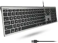 Teclado Macally ultrafino USB com fio para Apple Mac Pro, Space Grey