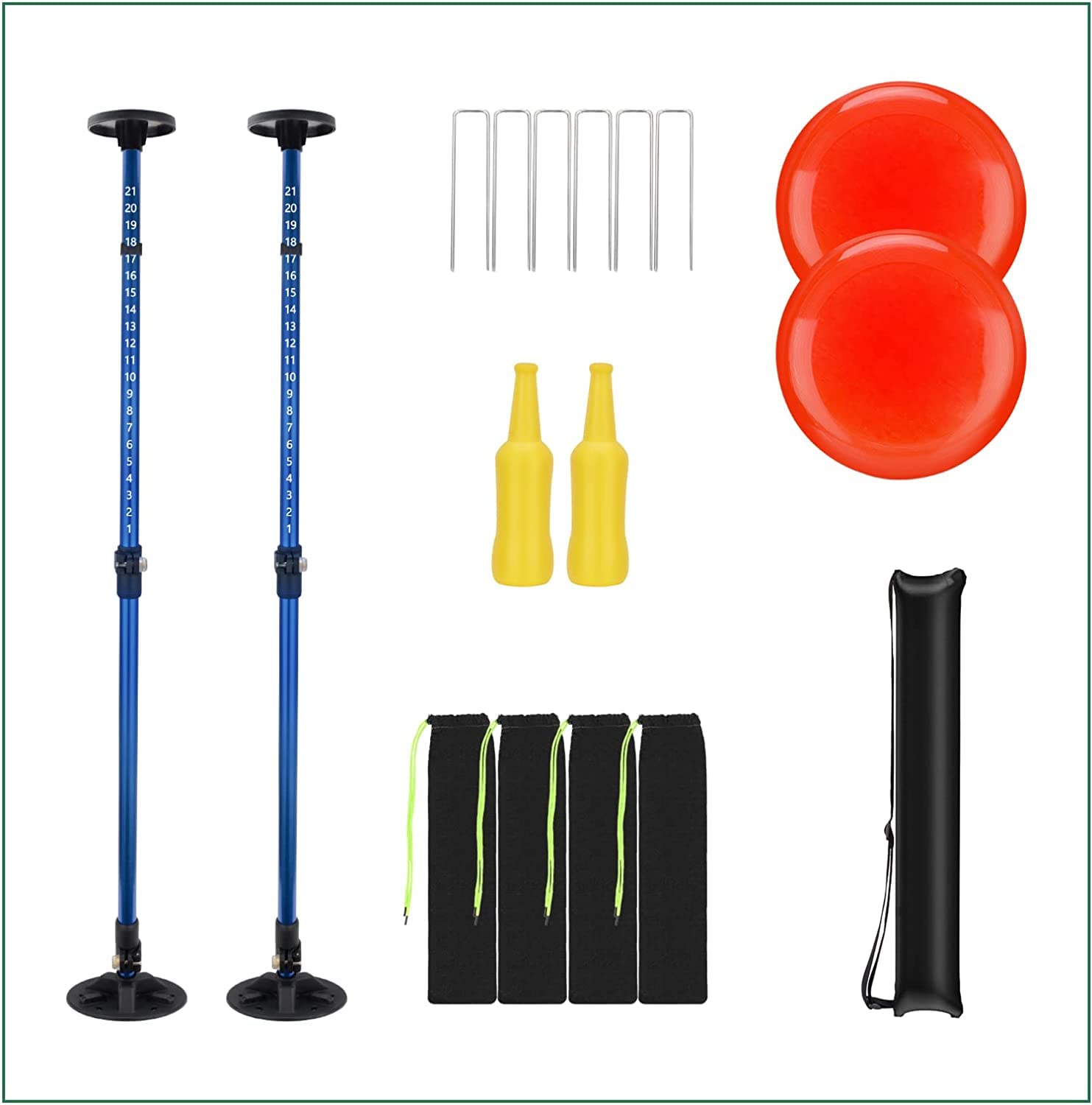 BOOSTEADYFlying Discs Game Sets, 2 Pack Bottle Game with Adjustment Height and Score Tracker for Family Yard Lawn Beach Outdoor Adults Kids Games