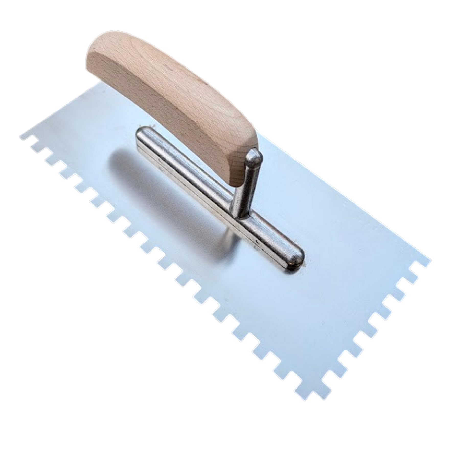 Stainless Steel 8 mm Notched Tiling Trowel 270mm Square Notch Adhesive Spreader with Wooden Grip Handle for Wall & Floor Tile Projects, Durable No Rust Tools (8 mm)