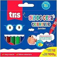 Giz De Cera Jumbo Triangular 12 Cores - Tris