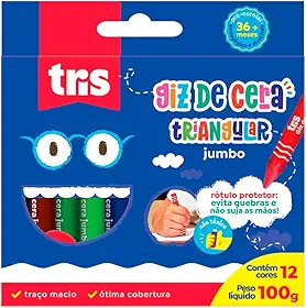 Giz De Cera Jumbo Triangular 12 Cores - Tris