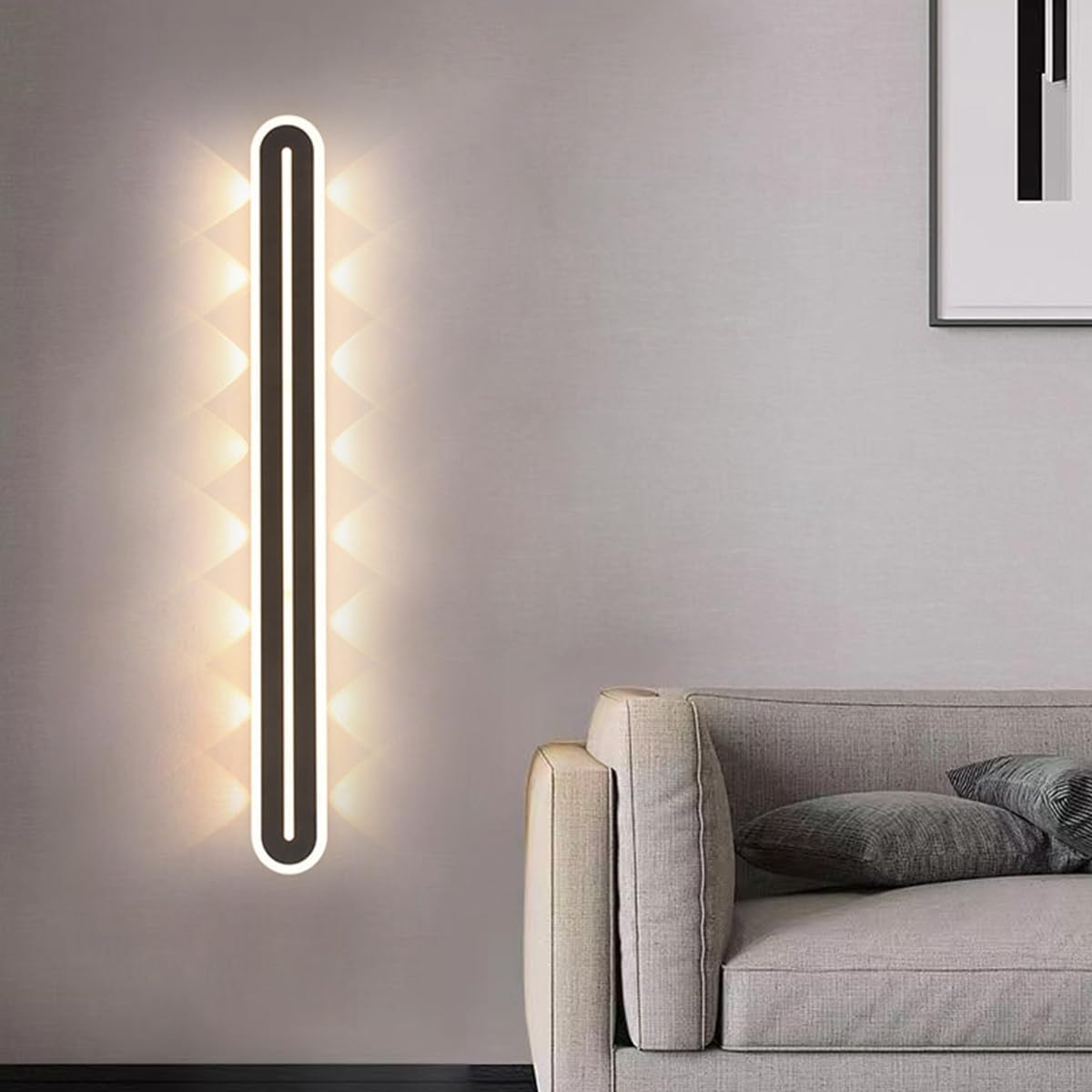 VDOQTLJT Wall Sconces Black Long rip Sconce Bedside Lamp ng LED Warm Light 3000K Mounted with Acrylic Shade Indoor Fixtures r g(400mm)