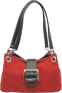 Pochette a Mano da Donna in vera pelle scamosciata 100% made in Italy 26.5x18x12 cm