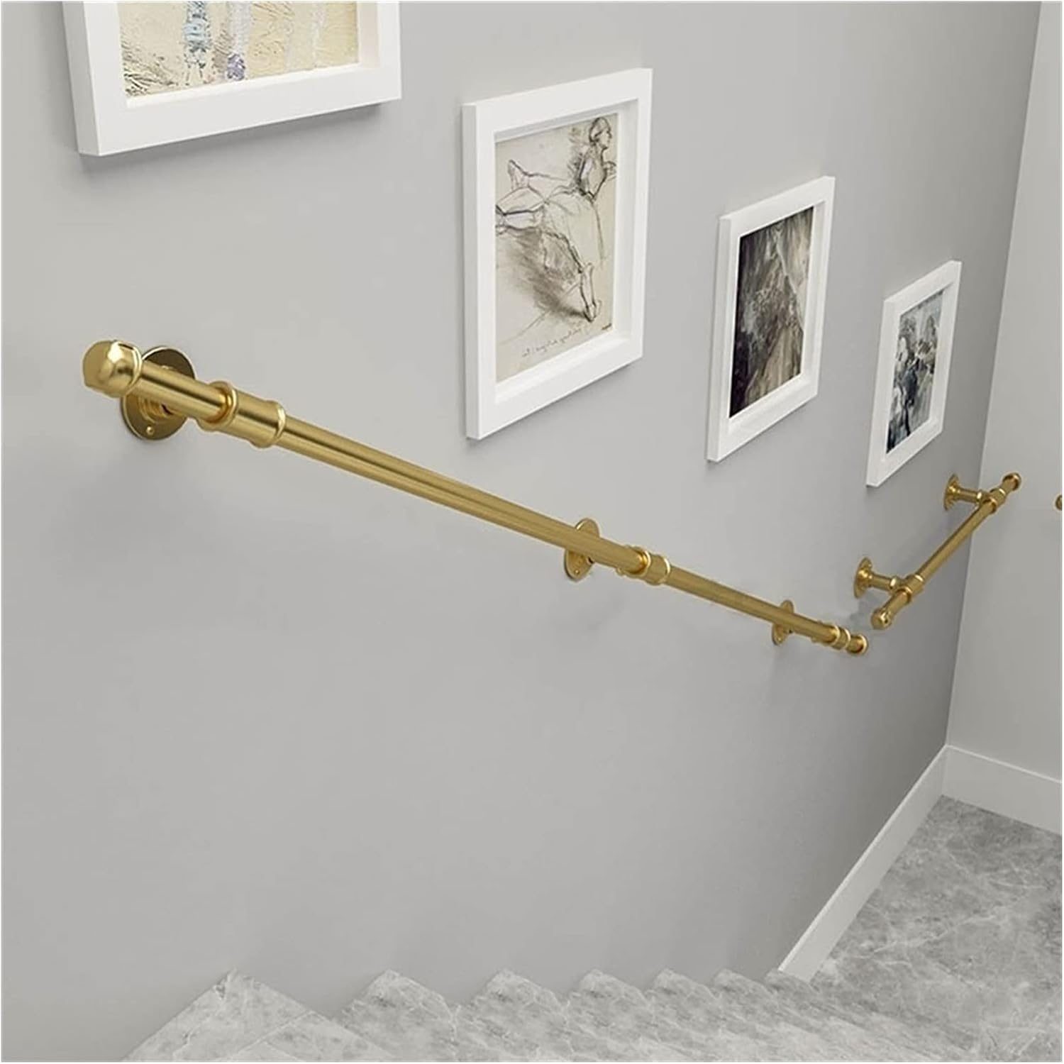 LWJSOCP Nonslip Metal Stair Rails with Clete Kit 400cm (13ft) Easy Install Handrail for Elderly Kids & Pregnant WomenSafe & Sturdy Banister Support