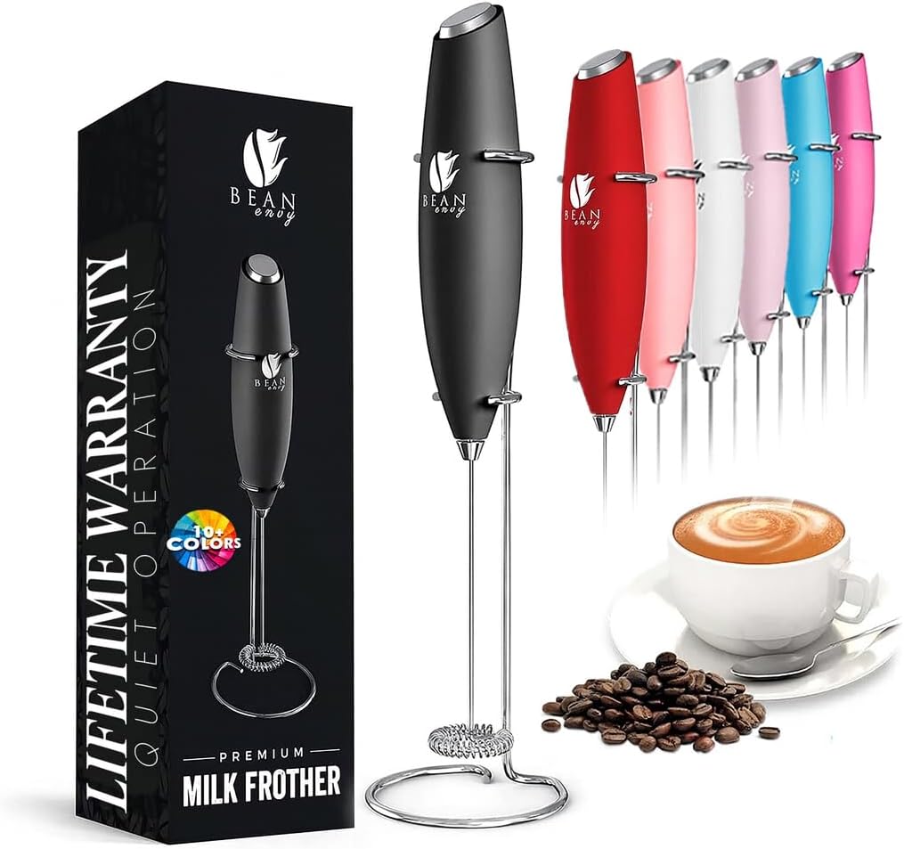 Bean Envy Milk Frother Handheld for Coffee - Mini Drink Mixer Whisk