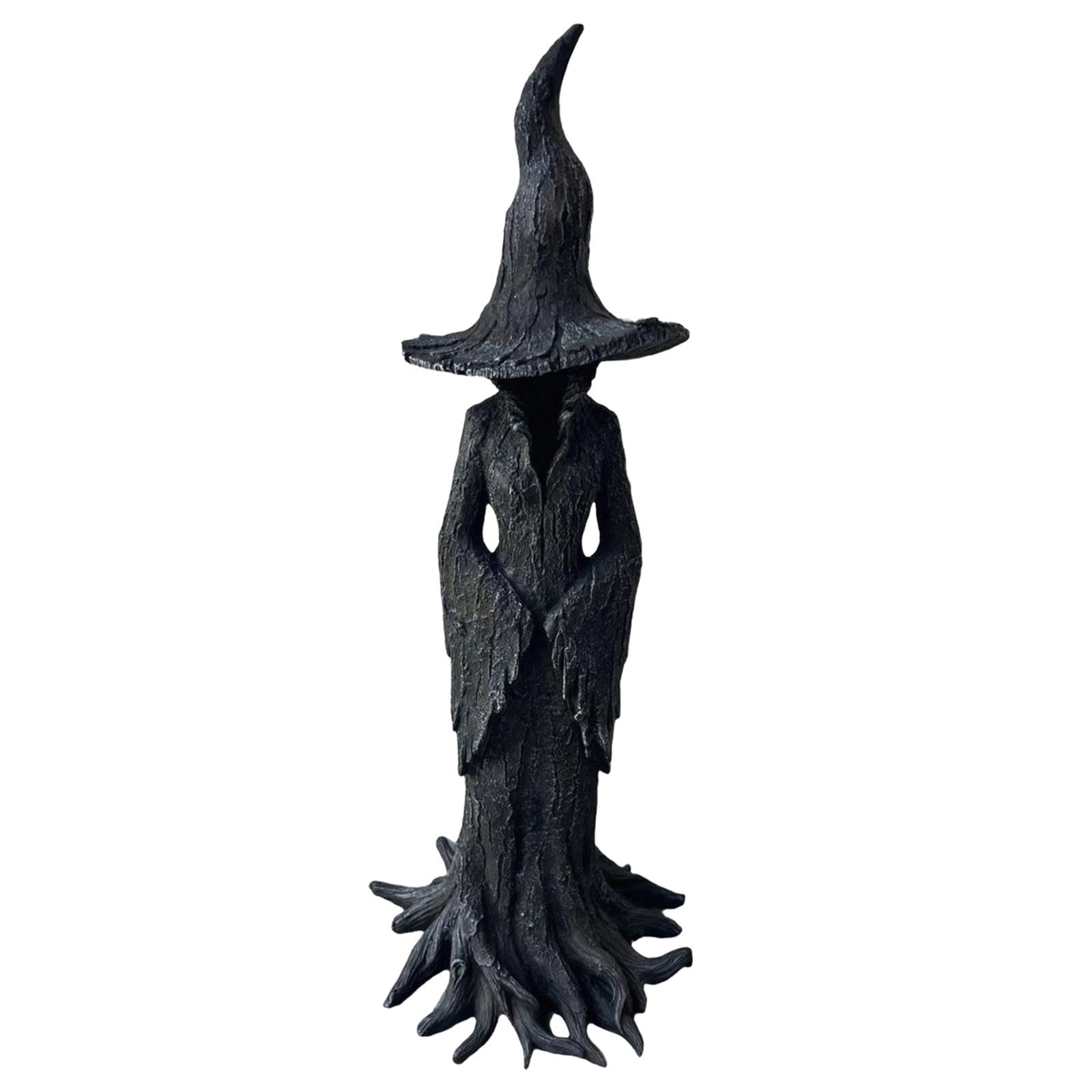 Muiltvoe Halloween Witch Statue Resin Witch Figure, Decorative Gothic Spooky Standing Desktop Ornament Sculpture, Faceless Ghost Sculpture for Halloween Home Haunted House Decor, 50CM