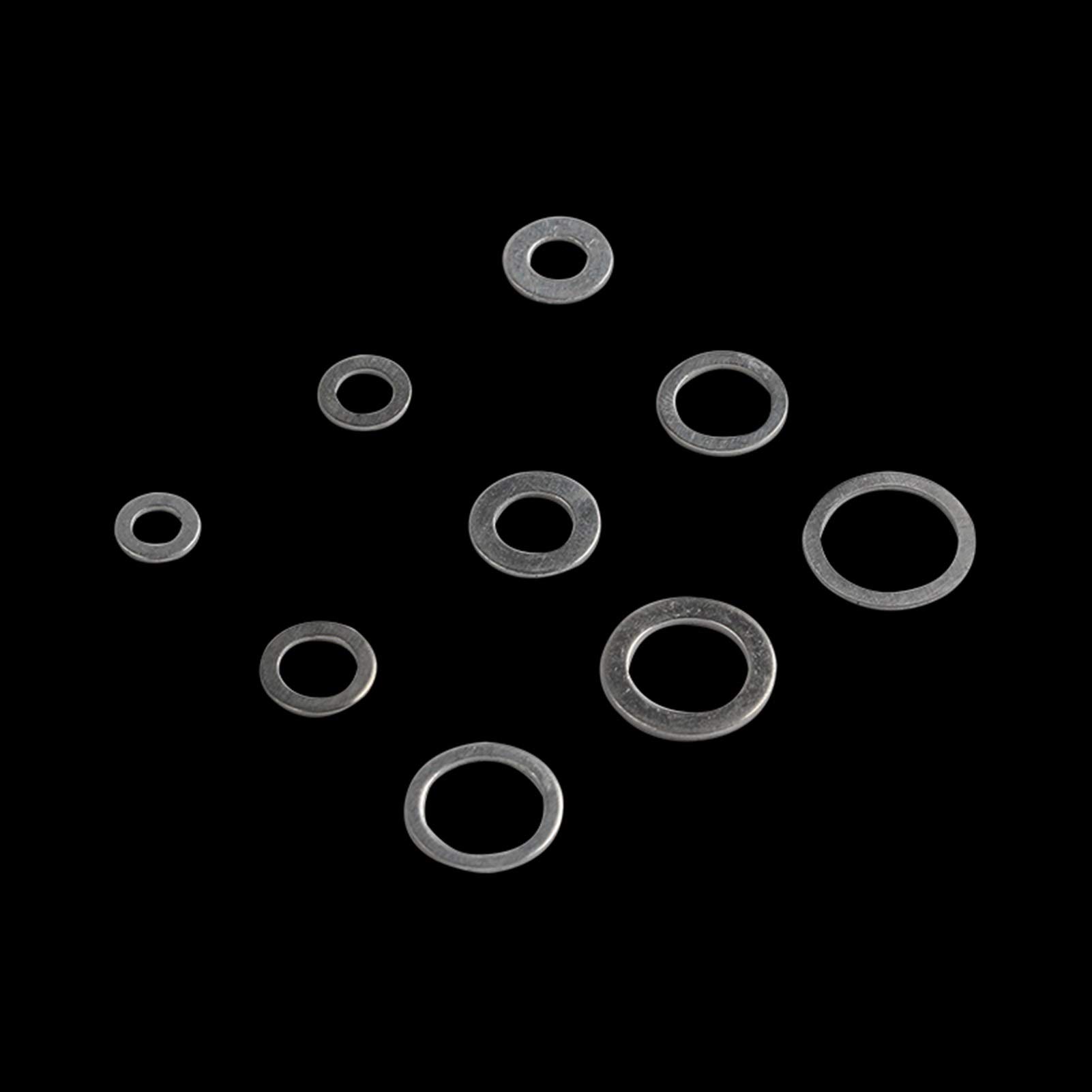 Mdingbao-Arandelas Juego de Juntas Planas de Aluminio de 200 Piezas Juego de Sello de Anillo Plano Conjunto de 9 tamaños M5 / M6 / M8 / M10 / M12 / M14 con Caja, Corrosión y Duradero