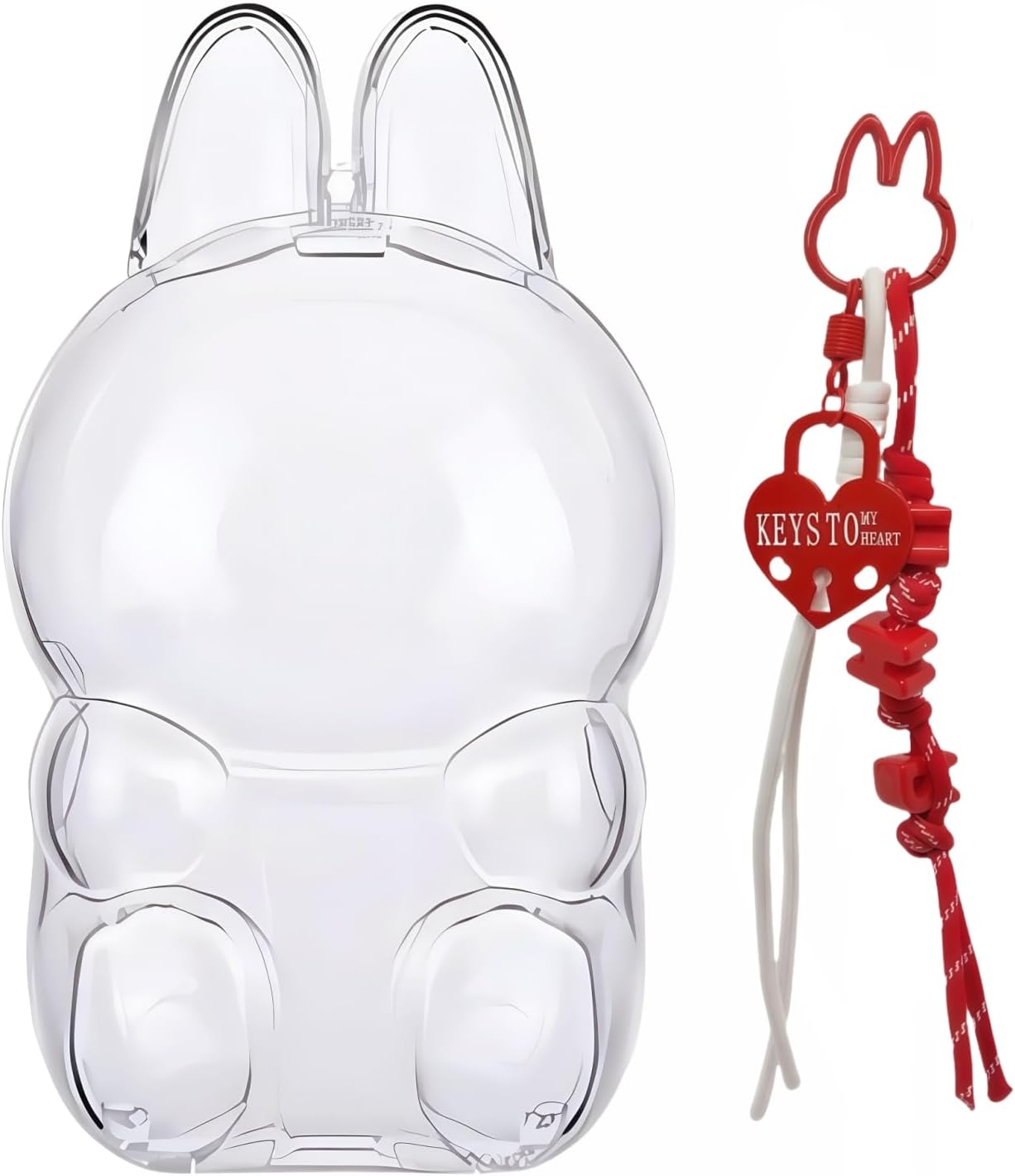 Multicolored HD Clear Figure Display Protective Case Compatible with LABUBU The Monsters Have a Seat, Display Stand Acrylic Case Cover Accessories (Sitting Case) (Rose Pink)