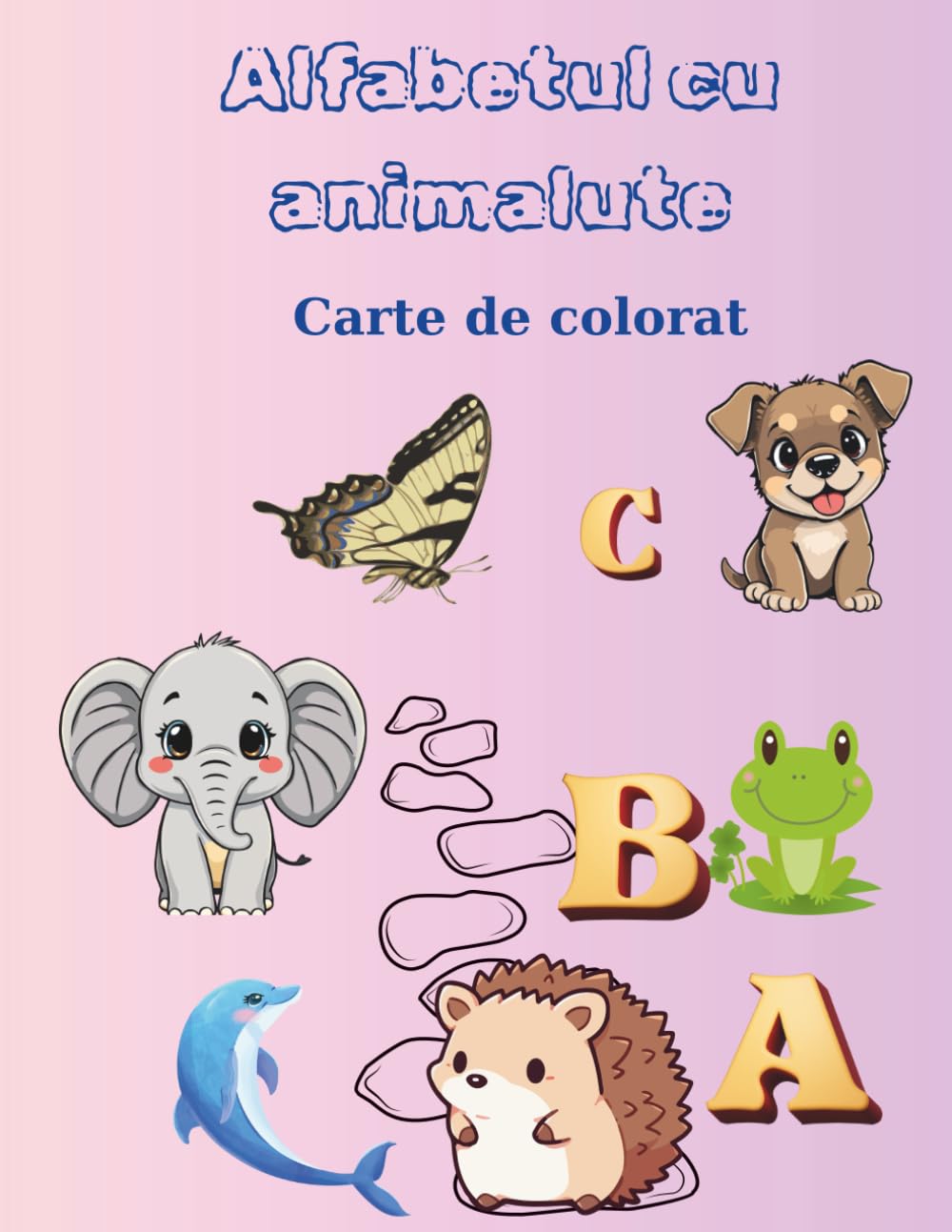 Alfabetul cu animalute: Carte de colorat educativ pentru copii