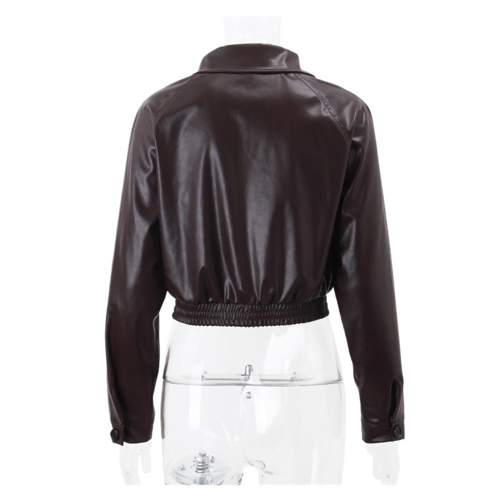 Chaqueta Cuero Mujer Faux Leather Jacket Aesthetic Streetwear Collar Casual Simple Long Sleeve Coats Para salir