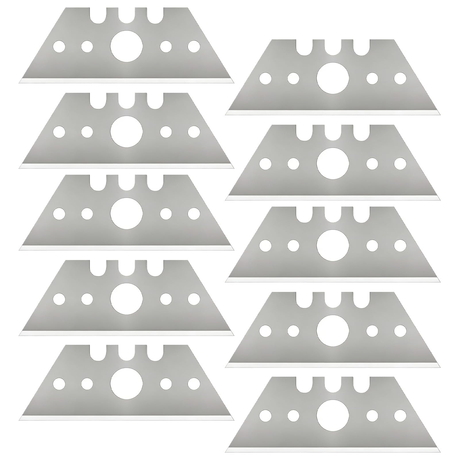 10 Pezzi Lame per Cutter con Foro,52 x 19 x 0,6 mm Lame Trapezoidali Lame per Taglierino Lame Di Ricambio Multiuso,Accessorio per Cutter Set di Lame per Tagliare Pelle,Tappeti e Cartone Spesso