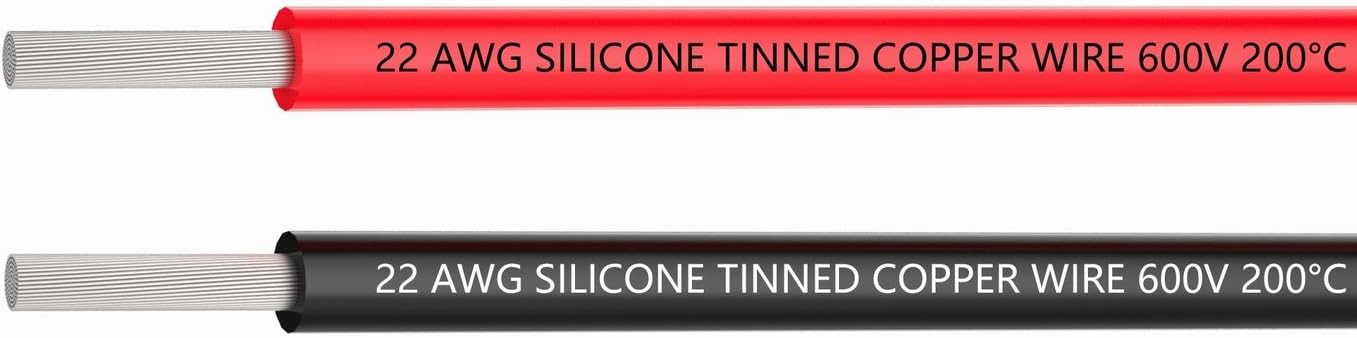 TUOFENG 22 Gauge Electrical Wire 20 Feet [10 ft Black and 10 ft Red] 22 AWG Flexible Silicone Wire of Tinned Copper Wires, Solder Through Quickly