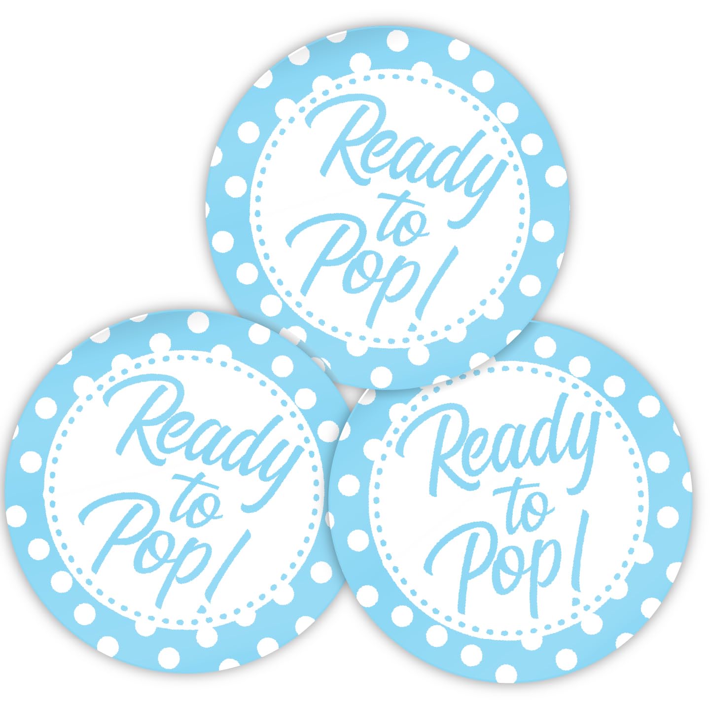 Stone Melon Gender Reveal Baby Shower Stickers 144 Ready to Pop Pink Yellow Blue Polkadot Stickers 30mm Round Boy Girl (Blue)