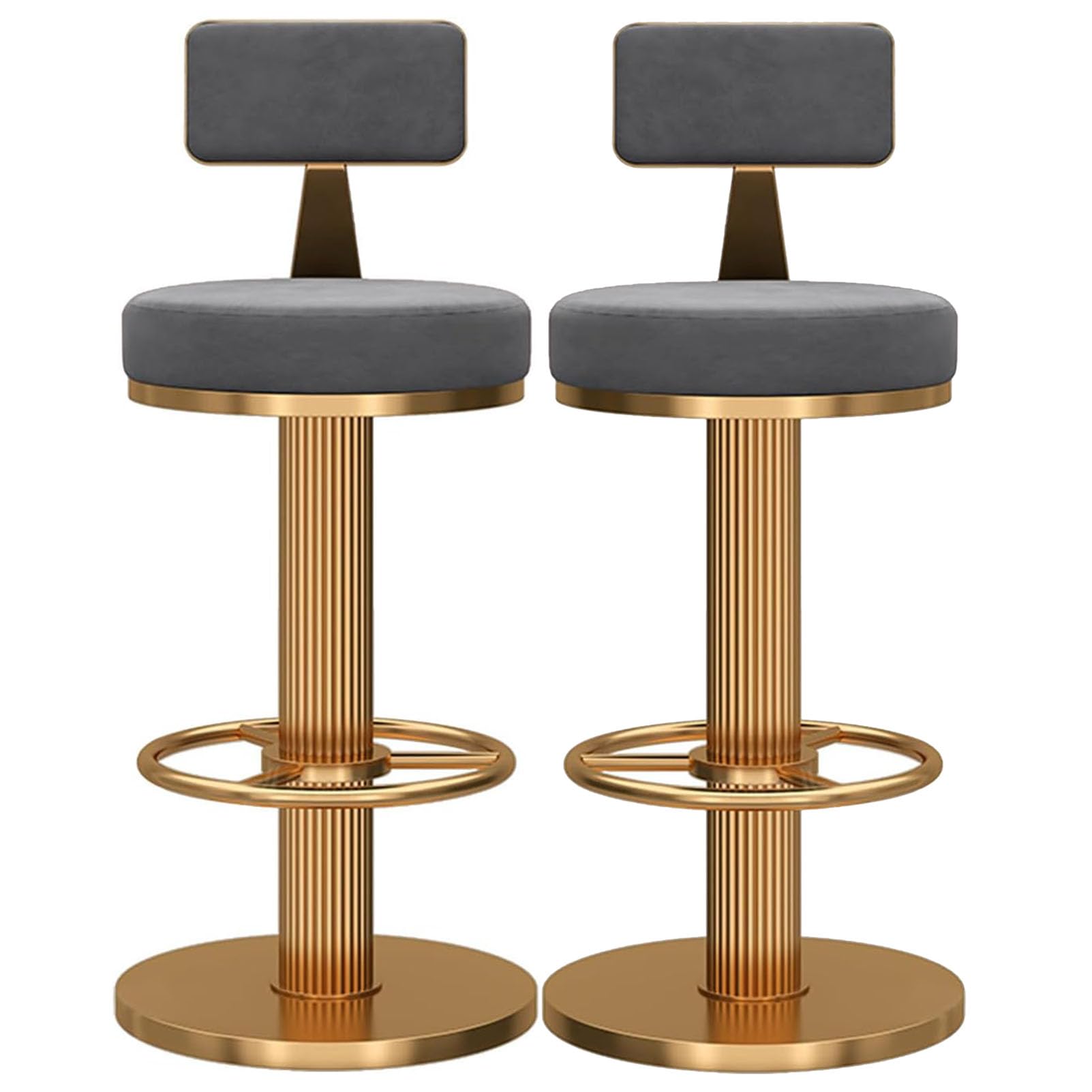 LUUYYI Set di 2 sgabelli alti da bar, girevoli a 360°, altezza regolabile, schienale basso, base in metallo, ideali per sedie da bar per la colazione a isola (grigio 45)