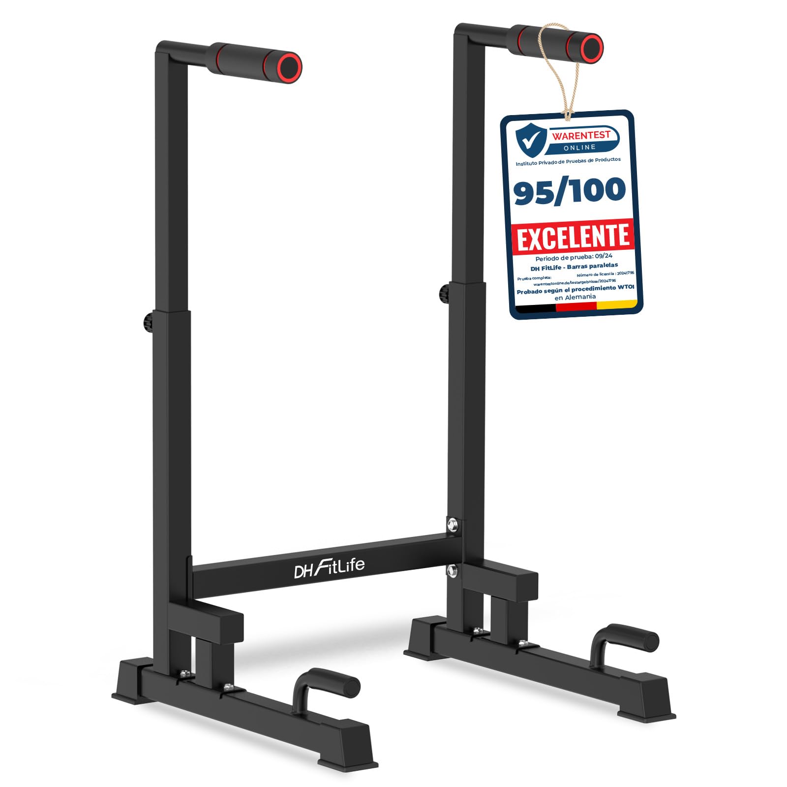 DH FitLife Barras Paralelas Ajustables para Calistenia en Casa, Altura de 100 a 130 cm, Estructura estable y segura, Soporta 200 kg, Ideal para Fondos, Flexiones y Entrenamiento de Fuerza, Negro