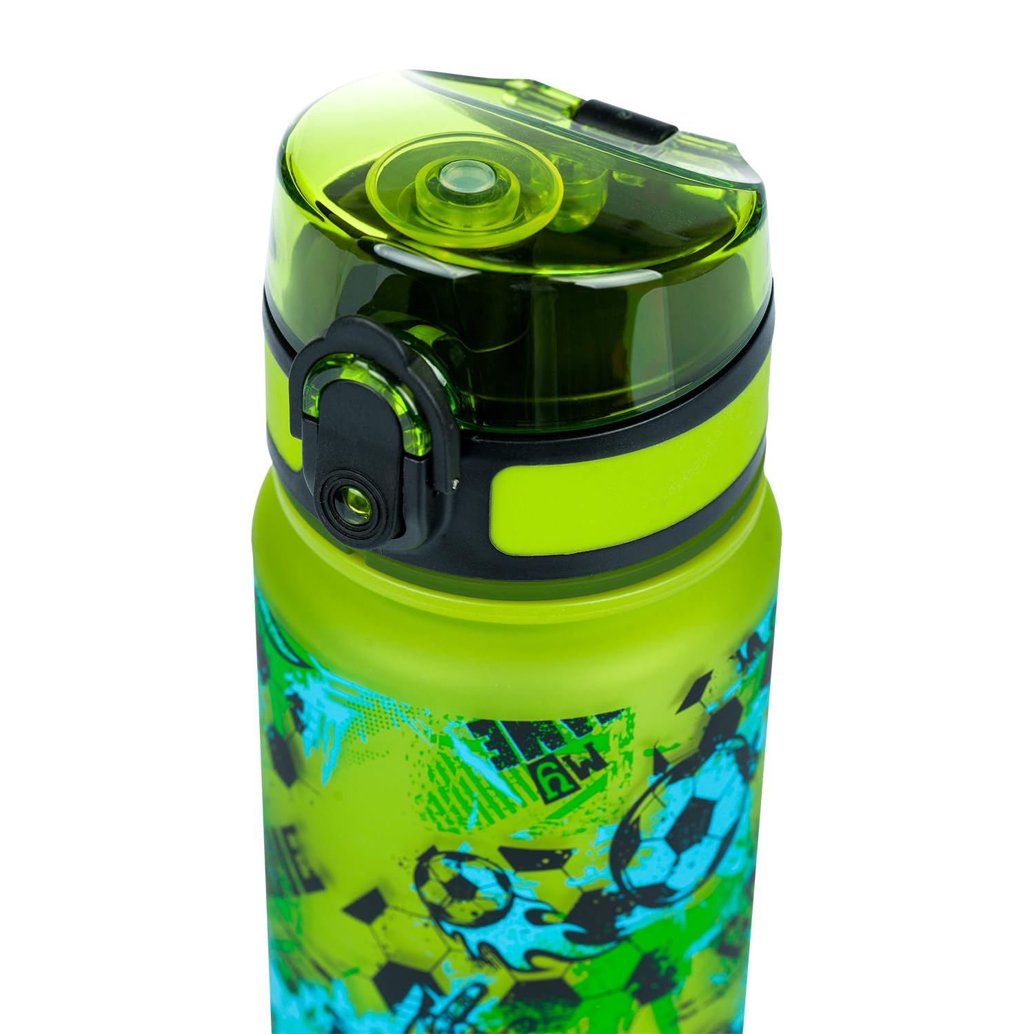 Baagl Kinder Trinkflasche Auslaufsicher Wasserflasche 500ml, Schule und Sport Flasche für Jungen Mädchen Tritan (Football Game)