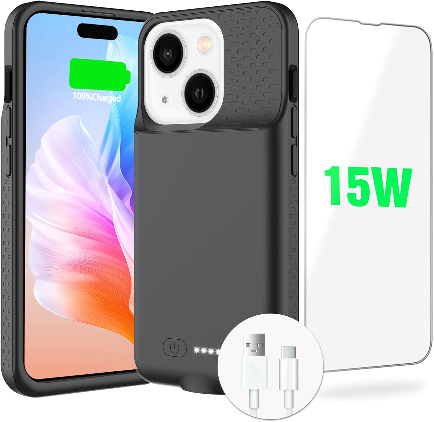 GIN FOXI 15W Fast Charging Battery Case for iPhone 15/15
