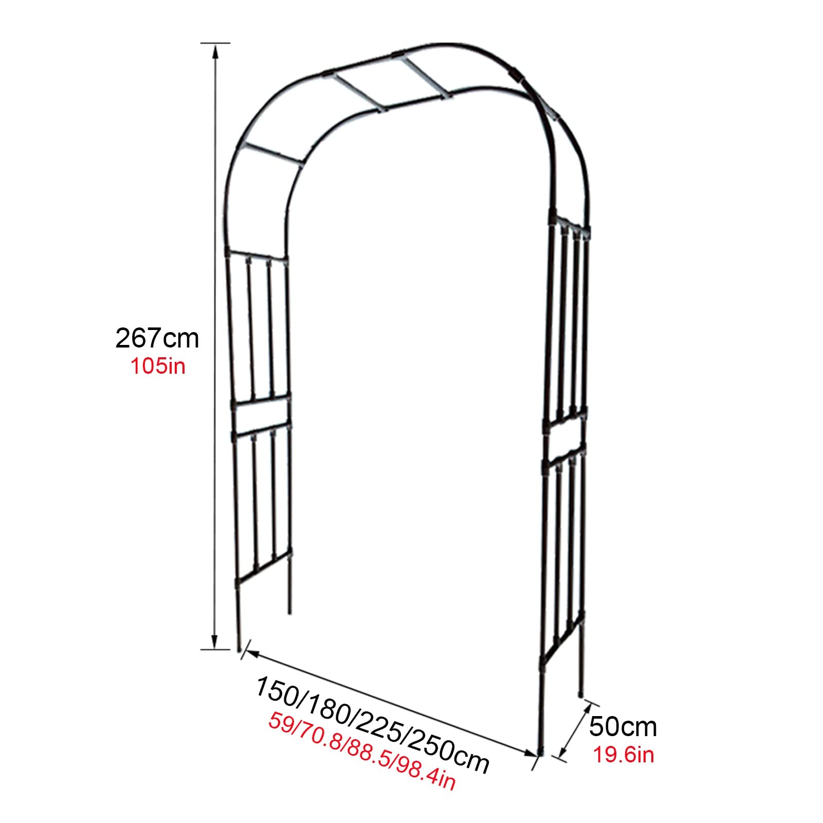 Grande arco per rose resistente alle intemperie per piante rampicanti, arco da giardino ad alte prestazioni, per interni ed esterni, prato, cortile, patio, portico, bianco, 250 cm