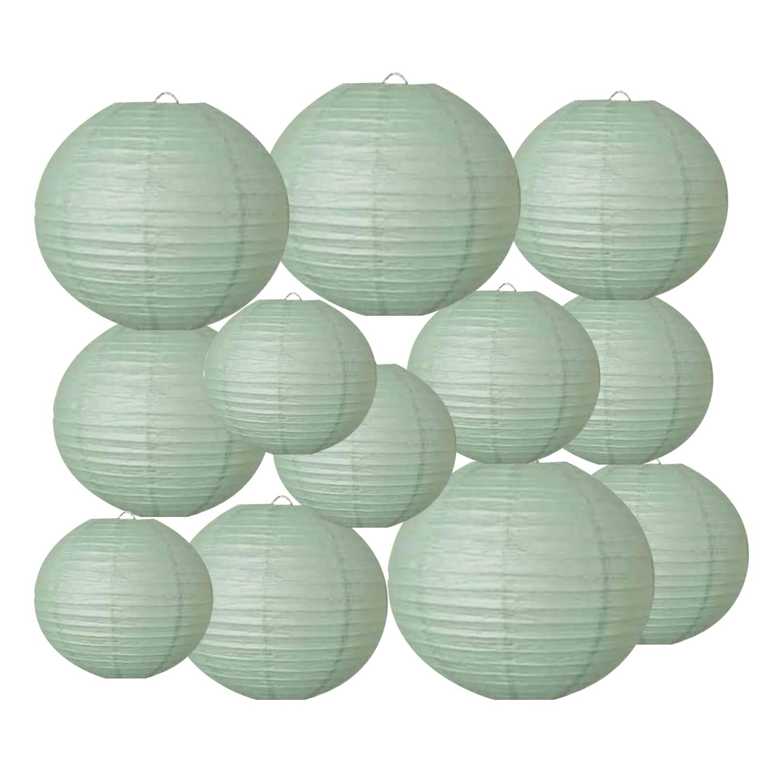 Xiksxitn Dusty Sage Green Paper Lanterns Decorative Hanging Lanterns - Soft Matte Wedding Party Décor, Indoor Outdoor Boho Home Decoration (Size of 4”, 6”, 8”, 10”,12pc Set)