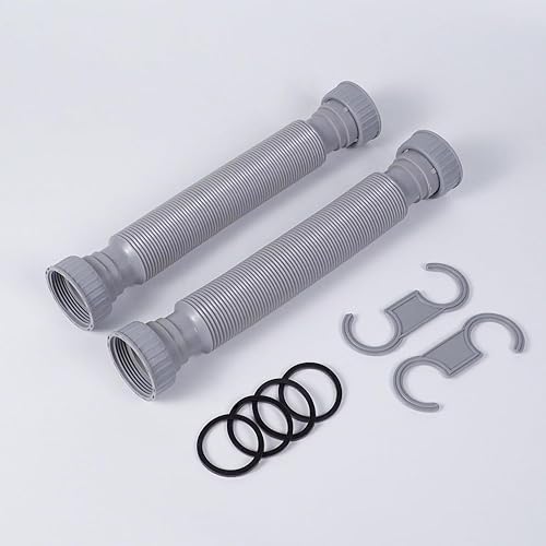 Miniatura 9 de iFealClear Paquete de 2 tubos de trampa P de 1-12 pulgadas, tubo de drenaje flexible para fregadero con 2 anillos de sellado de goma, tubo de