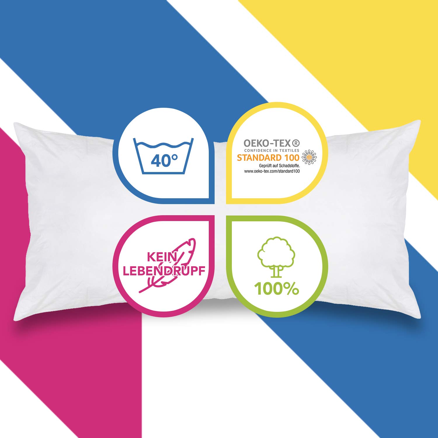 wometo Federkissen 100% Federn 40x80-600g Oeko-TEX Sofakissen Füllkissen Bezug Baumwolle weiß/Innenkissen/Kissenfüllung/Kopfkissen