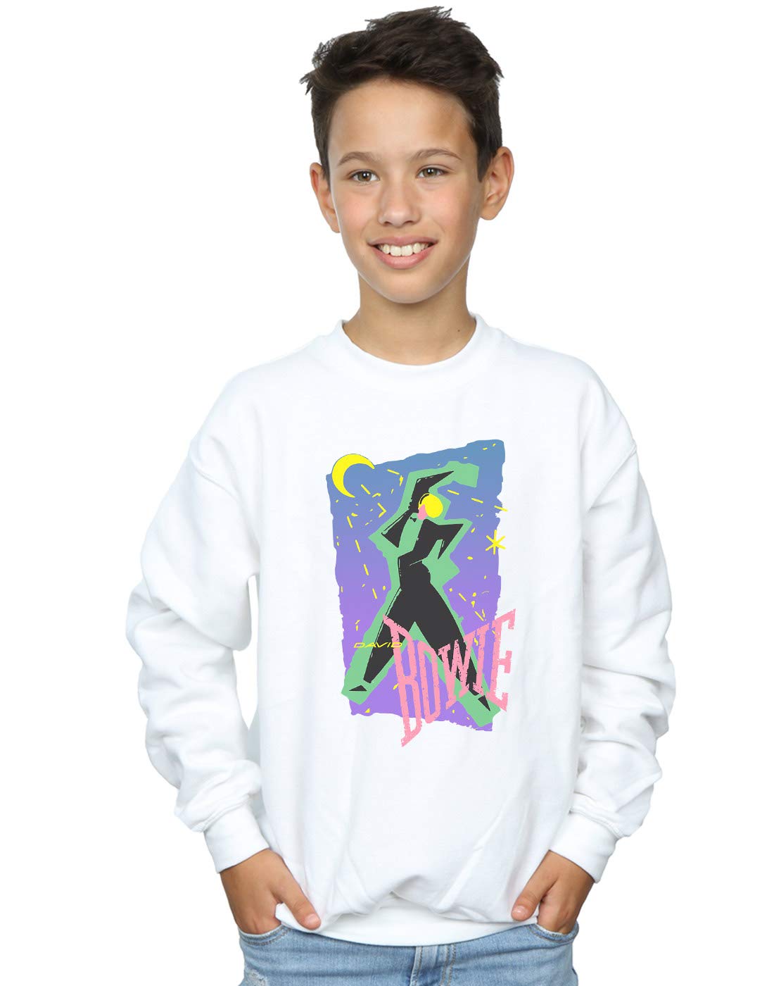 Absolute Cult David Bowie Boys Moonlight Dance Sweatshirt White 12-13 years