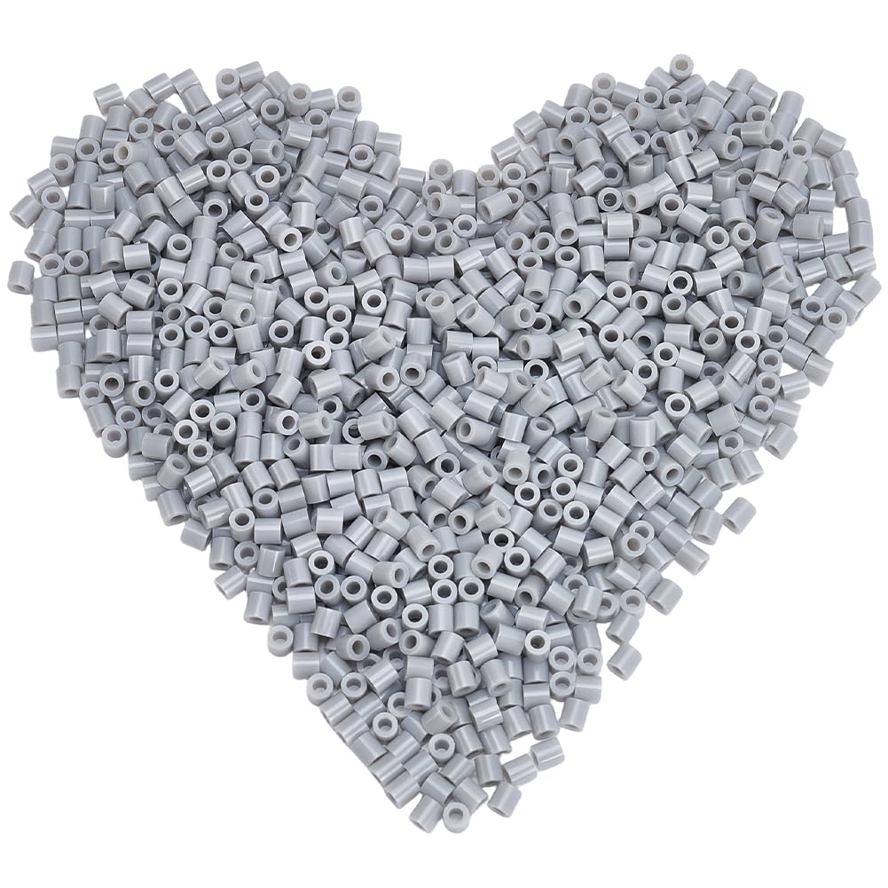 SOFPALTE 1000Pcs Grey Fuse Beads 5mm Melting Beads with 3mm hole Bulk Small Plastic Tube Melt Compatible Hama Refills for DIY Crafts Handmade Decor Holiday Christmas Birthday Gifts Adults Beginners