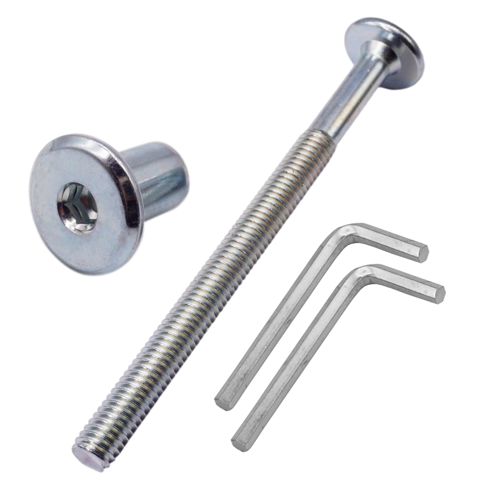 Skir'co (10 Pcs) Zinc Plated Steel Joint Connector Bolts M6 X 80 Mm With Nuts, Furniture Connector Bolt, Hex Socket Screws