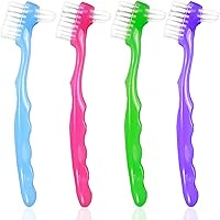 Vista 1 de Cepillo de dientes pequeño para dentaduras postizas, cerdas multicapas, mango de goma ergonómico para limpieza de dientes falsos