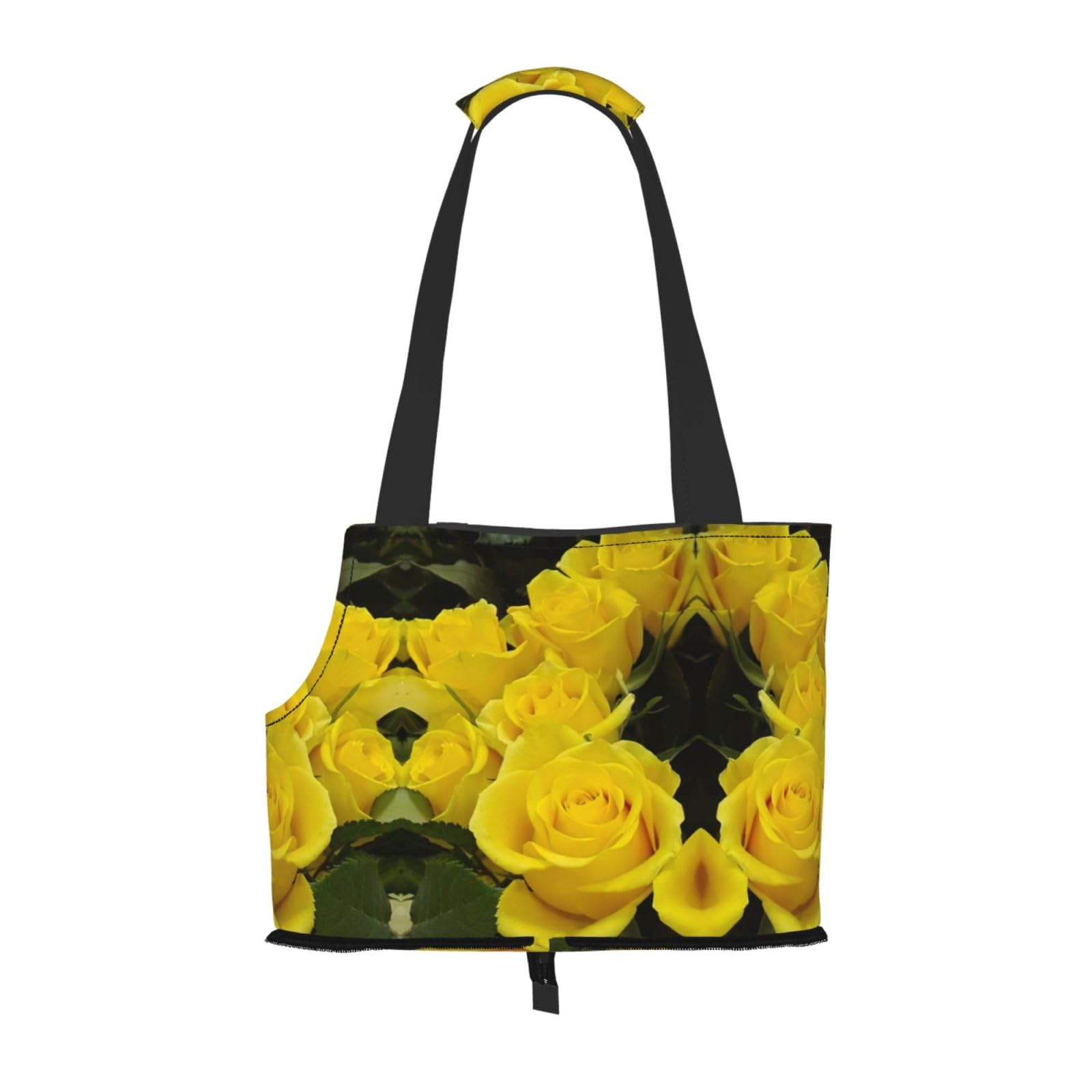 Sac de transport pour petits chiens et chats motif roses jaunes