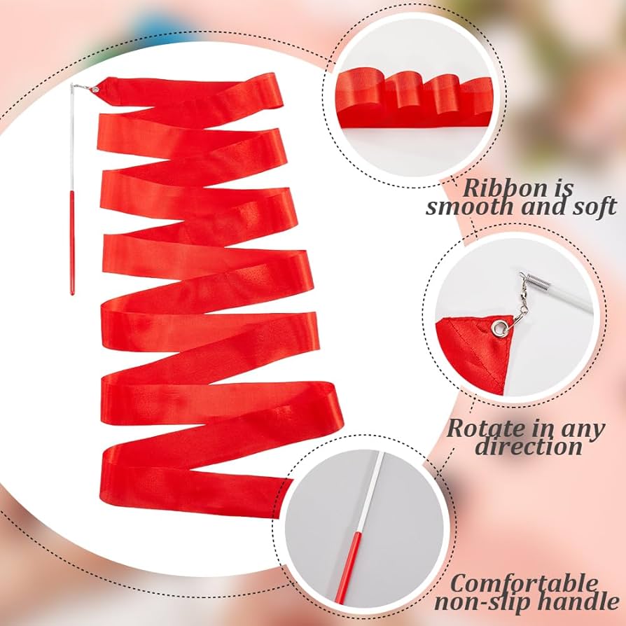 S 4M Rhythmic Dance Ribbons Silk Gym Ribbons Streamers Dancing Rotating Baton Twirling Stick Wands Rods For Ribbon Wand