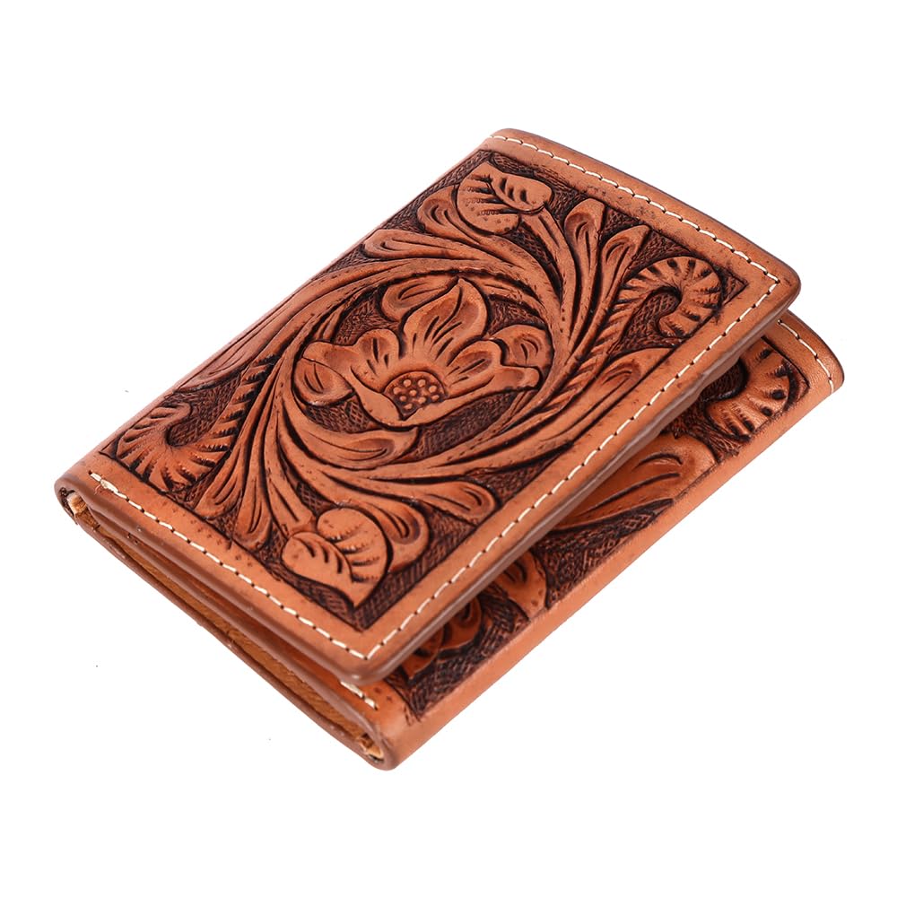 BAR H EQUINEWestern Hand Carved Genuine Leather Rodeo Trifold Western Wallet For Men Women | Handmade Leather Wallets | Wallets for Cowboy | Men Casual Wallet | Tooled Leather Wallets