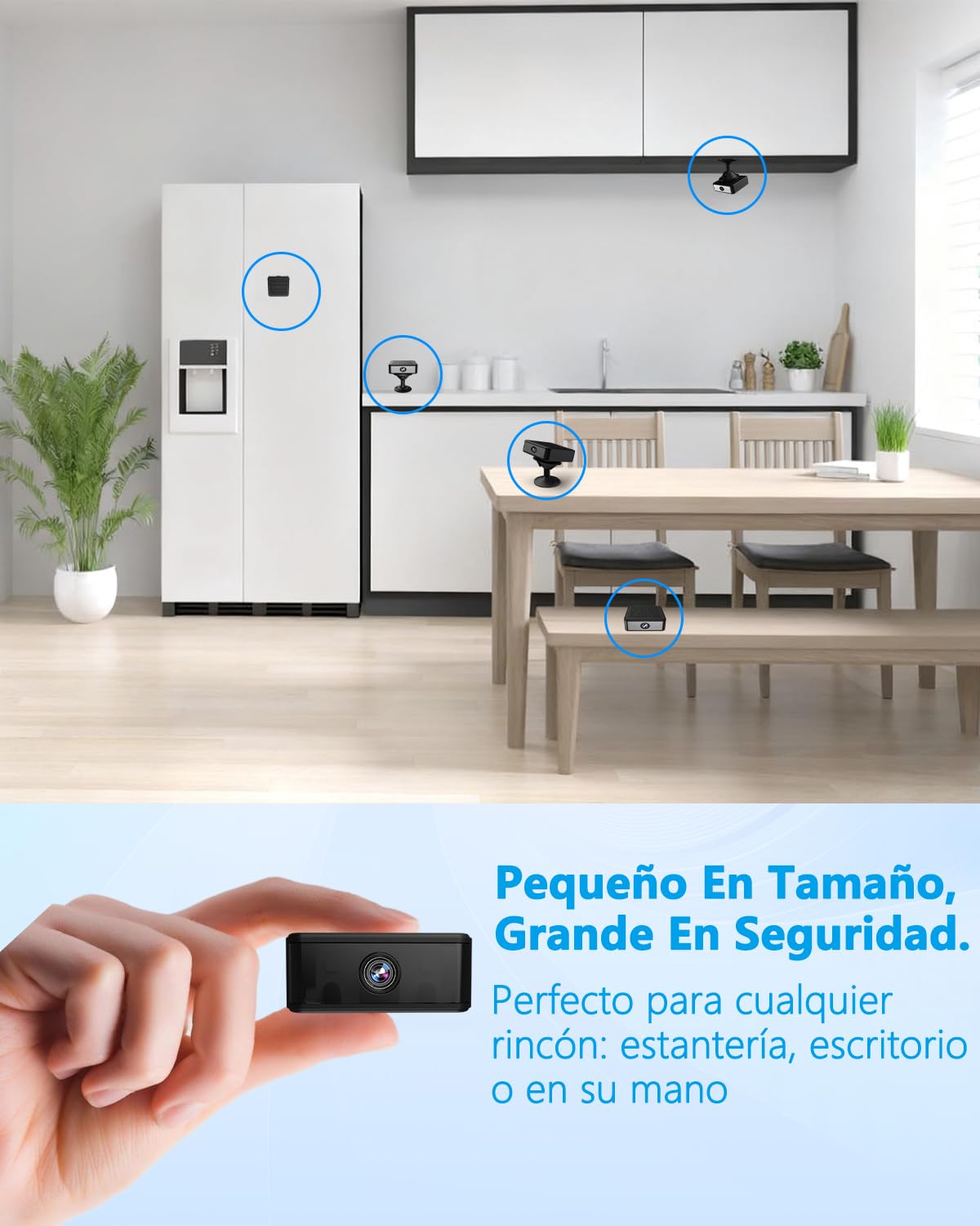 Camara Espia 4K Mini WiFi / sin Wifi Camara Vigilancia, Interior/Exterior Cámaras, Vigilancia Inalambricas, Larga Duracion, Detección de Movimient, Múltiples Instalaciones, para Hogar/Mascotas, Nerón