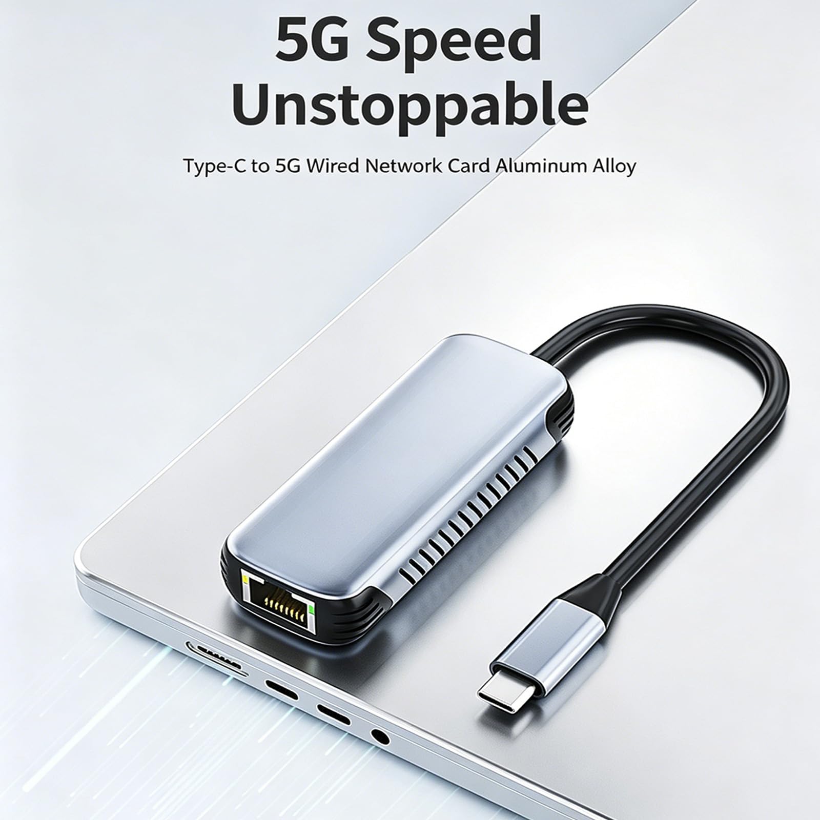 5Gbps USB C Ethernet Adapter Plugs Play RJ45 a Tipo C Connettore per Laptop Desktop Connessione stabile Adattatore Ethernet USB in alluminio