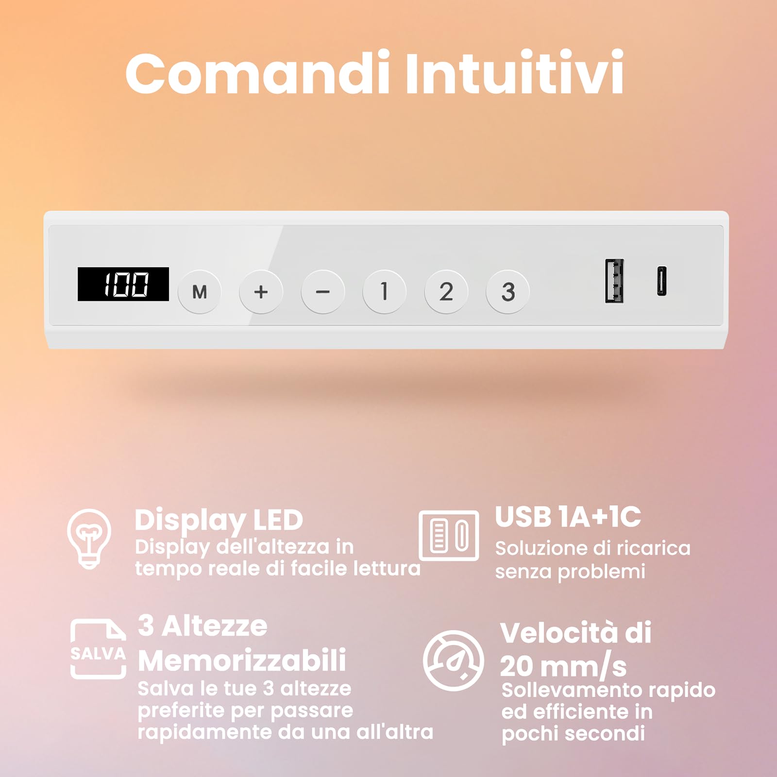 HUANUO 88 x 50 cm Scrivania Regolabile in Altezza con Piano in Vetro, Cassetto, Porte di Ricarica USB e 3 Altezza Memorizzabili, Scrivania Ufficio con Piano Monoblocc, Vetro Bianca