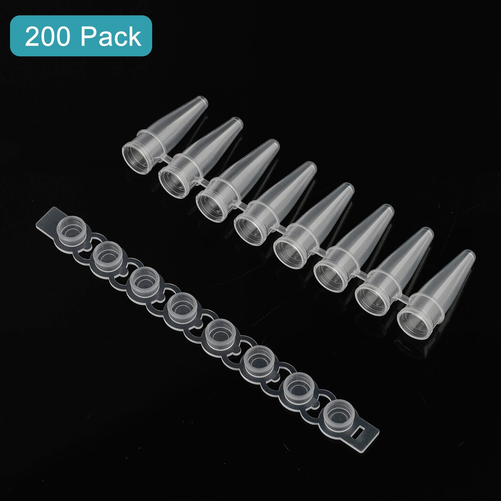 stonylab 8-Strip Tubi PCR, Pareti Sottili con Capsule Piane, 200 Pezzi, Cristallo Trasparente per Ottimale qPCR e Ciclo Termico PCR, 0.2 ml
