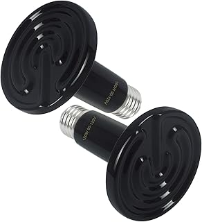 Ceramic Heat Emitter 150W Reptile Heat Lamp Bulb,No Light Emitted No Harm Heater Chicken Heat lamp Infrared Lamp for Lizard Snake Coop Tortoise Aquarium Pet Brooder,2P- Black