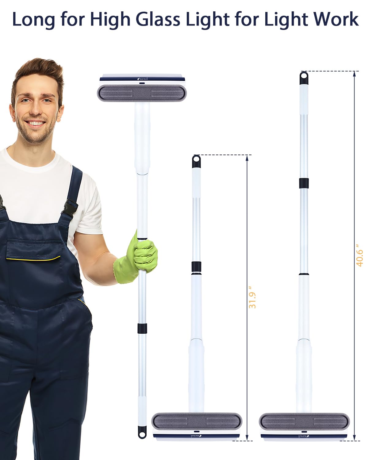 Red Horn Window Squeegee Cleaner with Sewage Chamber, Scrubber and Microfiber Cleaner for Window Mirror, Glass Wall - Image 3