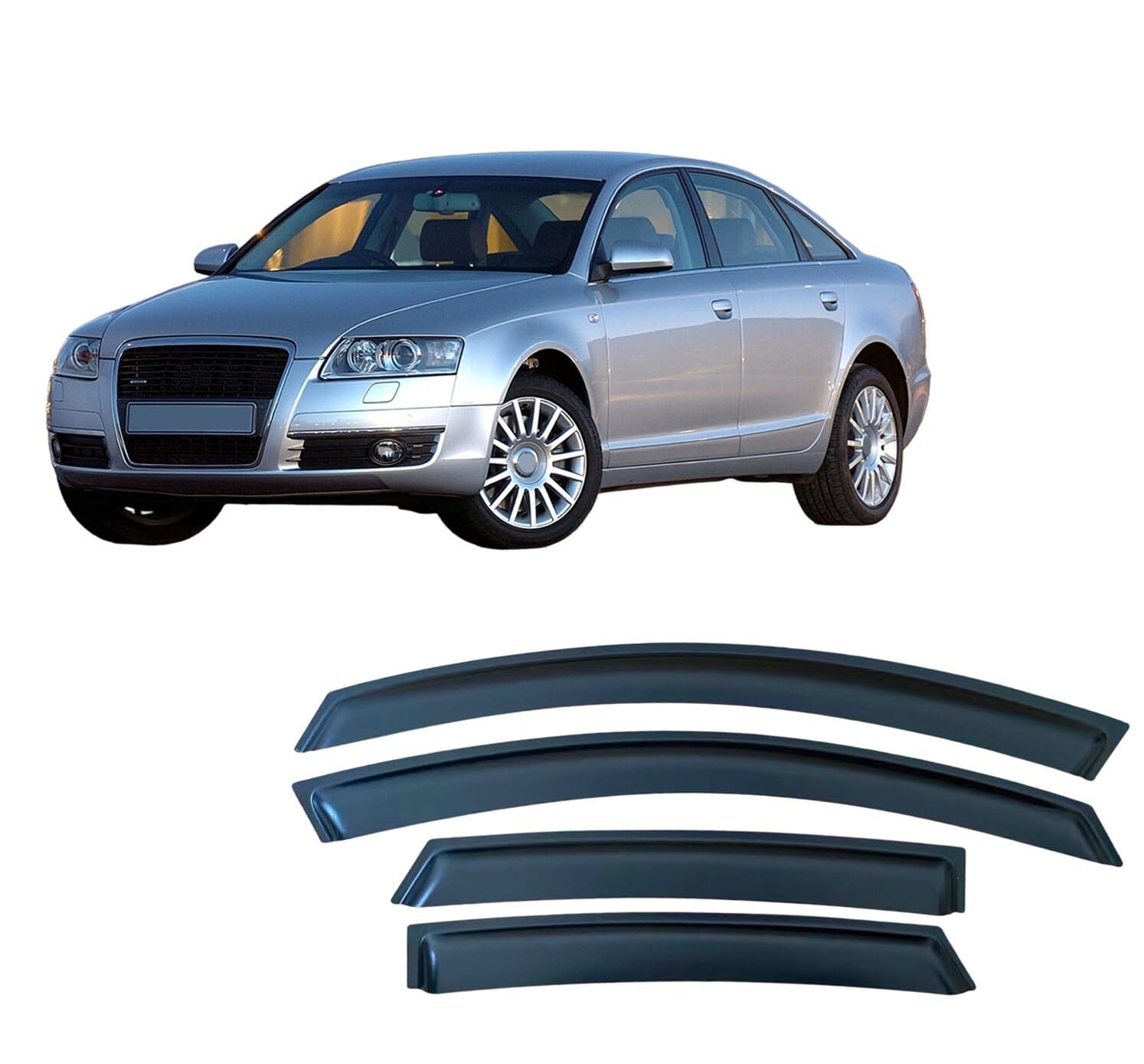 Acwyahso Rain Guards Wind Deflectors for Audi A6 C6 Sedan 2005-2011, 4Pcs Vent Visors, Allows Fresh Air & Keeps Rain Out, No-Drill Install