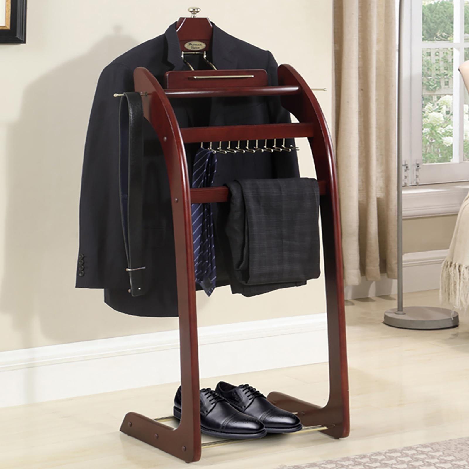 Ele Accessory Sto Solut - Servomuto da uomo con fermacravatte e Hoo, autoportante con barra per pantaloni, ideale per casa, ufficio, hotel e club di lusso