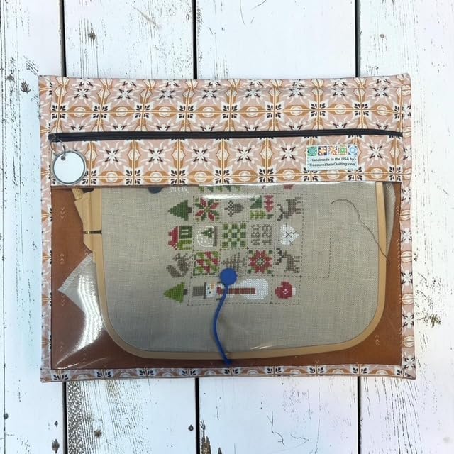 Desert Tile - Handmade WIP Project Bag for Cross Stitch Embroidery–Clear Vinyl Front Project Organizer, Needlework Storage Pouch –Fits 6x6 Q-Snap Frame,Nurge No.3 Hoop & up to 8"hoop image 5