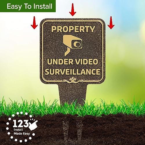 Image of Property Under Video Surveillance Sign, 11x21, Heavy Duty Integrated Ground Stakes, Indoor /Outdoor Use, Rust Free Aluminum Composite, Made in USA by My Sign center