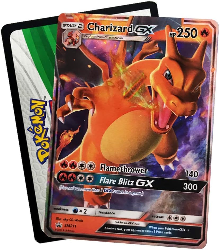 Pokemon SM11.5 Hidden Fates Gx Tin- Charizard + 1 of 3 Foil Pokémon-GX Cards + 4 Booster Pack, Multicolor